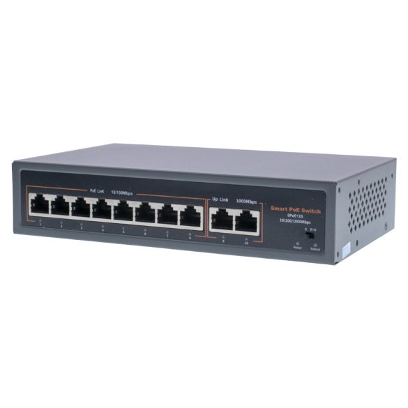 10 portos 10/100/1000Mbps PoE kapcsoló VLAN nagy távolságú 250 m-es IP-kamera hálózati adatátvitelhez OEM ODM 