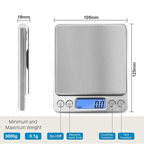 3000g/0.1g LCD hordozható mini elektronikus digitális konyhai, ékszer, súly mérleg