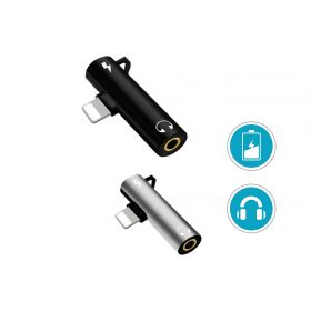   LIGHTNING 2az1-ben töltés+ 3,5 mm-es Jack Aux fejhallgató-adapter Splitter 