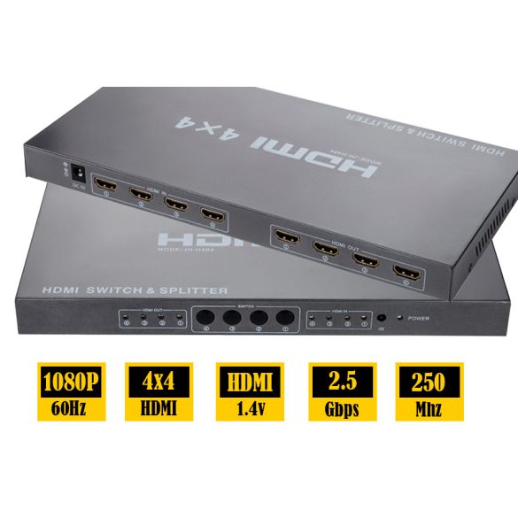 Távirányítós HDMI 4 in 4 out Switch & Splitter 1.4V 3D 1080P /PS3 /PS4 -hez /Xbox 360/PC -hez/DV/DVD/HDTV