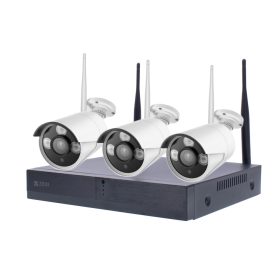   3 KAMERÁS VEZETÉK NÉLKÜLI, MIKROFONOS IP KAMERA RENDSZER 3MP FULL HD, AI, H.265X, 