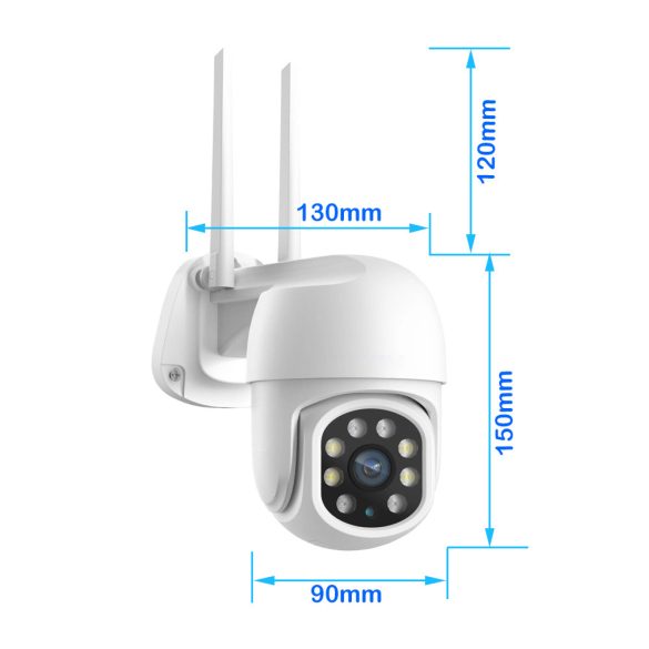 Kültéri Wifi forgatható megfigyelő kamera rendszer 3MP, 8 csatornás ONVIF NVR, színes éjszakai látás, H.265+