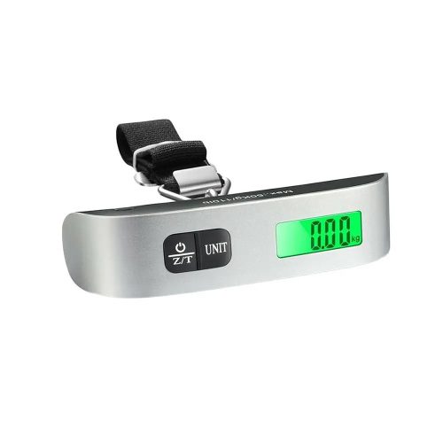 Digitális poggyászmérleg LCD kijelzővel, Max. 50 kg kapacitással, tárási funkcióval, hőmérővel