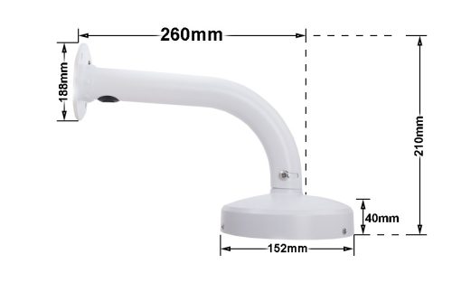 260 mm-es Alumínium Oldalfali íves konzol DOME kamerákhoz