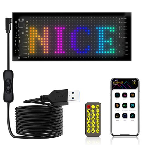 16*32 LED mátrix Pixel panel USB 5V rugalmas fény RGB minta graffiti görgető szöveg animáció kijelző autósbolt alkalmazás vezérlés
