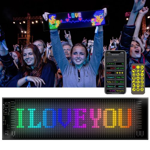 16*64 LED mátrix Pixel panel USB 5V rugalmas fény RGB minta graffiti görgető szöveg animáció kijelző autósbolt alkalmazás vezérlés