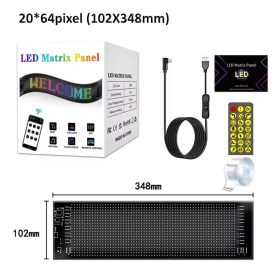   20*64 LED mátrix Pixel panel USB 5V rugalmas fény RGB minta graffiti görgető szöveg animáció kijelző autósbolt alkalmazás vezérlés