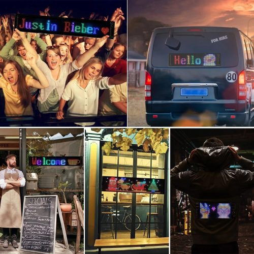 20*64 LED mátrix Pixel panel USB 5V rugalmas fény RGB minta graffiti görgető szöveg animáció kijelző autósbolt alkalmazás vezérlés