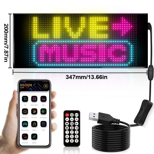 32*64pixel Kemény  Intelligens LED Matrix fénypanel, programozható görgethető képernyő, Bluetooth, alkalmazásvezérlés, 34X20cm
