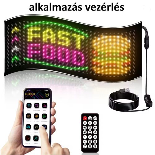 32*96 Kétsoros kijelző LED mátrix Pixel rugalmas panel, görgető szöveg, animáció, alkalmazás vezérlés