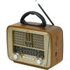 Meier M-1803BT hordozható 3 sávos Am FM Sw rádió, TF kártya és MP3 lejátszó, újratölthető hangszóró, Bluetooth retro design