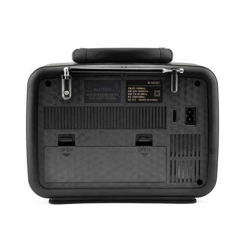 Meier M-1803BT hordozható 3 sávos Am FM Sw rádió, TF kártya és MP3 lejátszó, újratölthető hangszóró, Bluetooth retro design