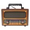 Meier M-1807BT hordozható 3 sávos Am FM Sw rádió, TF kártya és MP3 lejátszó, újratölthető hangszóró, Bluetooth retro design távirányító