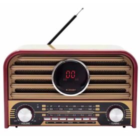   MEIER M-2032BT Vintage típusú famintás Bluetooth 3 sávos AM / SM / FM rádió USB / SD mp3 file lejátszó 