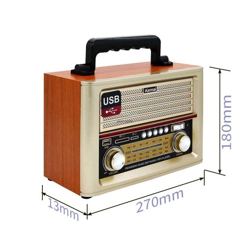 Kemai MD-1705BT Retro hálózati hordozható rádió , Bluetooth és USB 