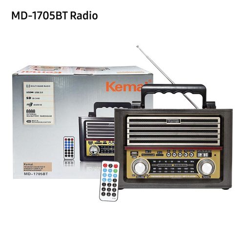 Kemai MD-1705BT Retro hálózati hordozható rádió , Bluetooth és USB 