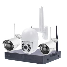   3 Kültéri MIX Wifi 1 forgatható és 2 fix 3MP megfigyelő kamera rendszer, 8 csatornás ONVIF NVR, színes éjszakai látás, H.265+