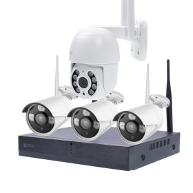   4 Kültéri MIX Wifi 1 forgatható és 3 fix 3MP megfigyelő kamera rendszer , 8 csatornás ONVIF NVR, színes éjszakai látás, H.265+