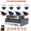 8 KAMERÁS 5MP IP, PoE SWITCH, H.265, ONVIF CSŐ+DOME KAMERA RENDSZER 