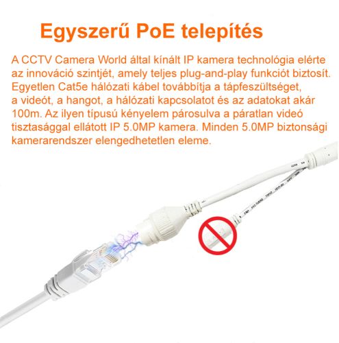 8 KAMERÁS 5MP IP, PoE SWITCH, H.265, ONVIF CSŐ+DOME KAMERA RENDSZER 