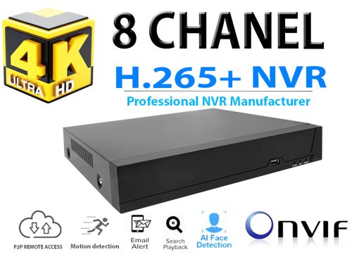 8CH 4K NVR RÖGZÍTŐ H.265X, ONVIF, ARCFELISMERŐVEL, INTELLIGENS  RIASZTÁSSAL