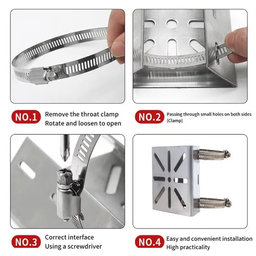 Univerzális oszlopadapter kültéri kamerákhoz, rozsdamentes acél bilincsekkel