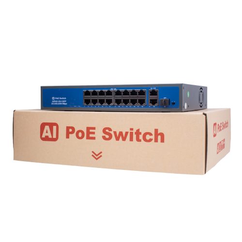 16 Portos 100Mbit PoE Switch 2 Port UP LINK Port 1000Mbit 1 Port Optical Gigabit Uplink