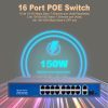 16 Portos 100Mbit PoE Switch 2 Port UP LINK Port 1000Mbit 1 Port Optical Gigabit Uplink