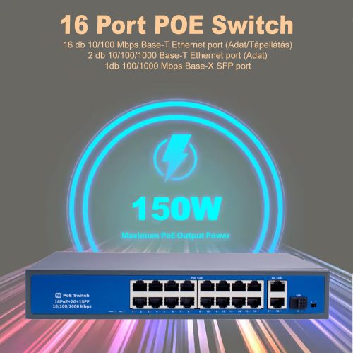 16 Portos 100Mbit PoE Switch 2 Port UP LINK Port 1000Mbit 1 Port Optical Gigabit Uplink