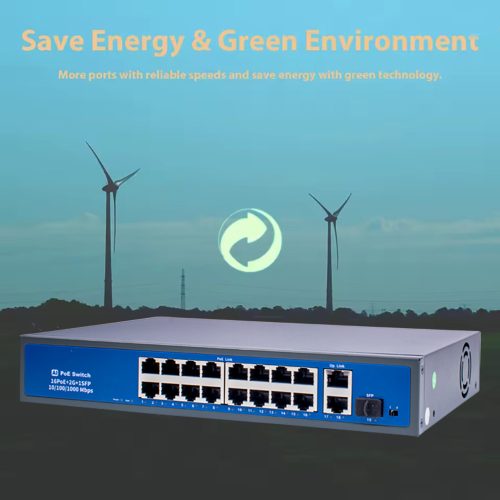 16 Portos 100Mbit PoE Switch 2 Port UP LINK Port 1000Mbit 1 Port Optical Gigabit Uplink