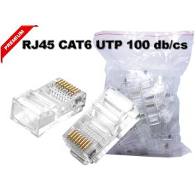   RJ45 csatlakozó CAT6 hálózati kábel vezeték 100db PREMIUM MINŐSÉG