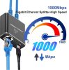 1000Mbps RJ45 elosztó, 1-ről - 2-re átalakító, kábelhosszabbító, gigabites LAN csatlakozó laptophoz, TV, routerhez