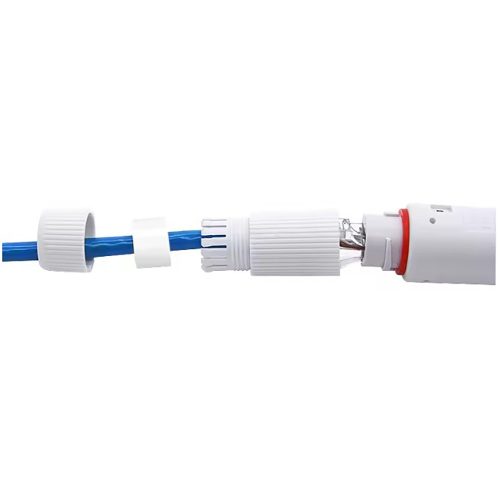 Vízálló csatlakozóadapter Ethernet hálózati LAN kábel fehér tápkábel Rj 45 csatlakozódugó