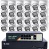 5MP H.265 IP POE SWITCH 24db-os 2.8mm DOME Kamerás Biztonsági Rendszer IP66 Vízálló Éjjeli látás Hangrögzítés AI észlelés XmEye Pro App Távoli hozzáférés