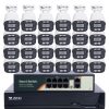 5MP H.265 IP POE SWITCH 24db-os Bullet 2.8mm Kamerás Biztonsági Rendszer IP66 Vízálló Éjjeli látás Hangrögzítés AI észlelés XmEye Pro App Távoli hozzáférés
