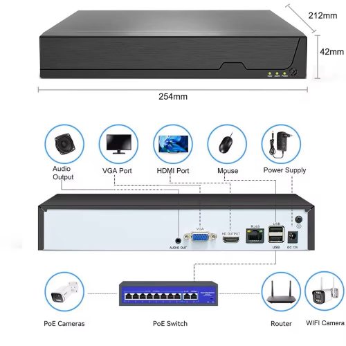 5MP IP POE Switch biztonsági Turret kamera szett választható 1-tól 8 kameráig