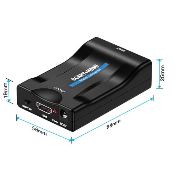 SCART - HDMI átalakító adapter, analog video- és audio jel átalakítása digitális jelre
