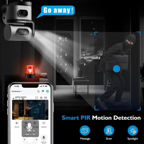 SEC-V380-D4G Dupla Lencsés Kültéri 4G LTE Smart Kamera (3MP+3MP, PTZ, V380 Pro)