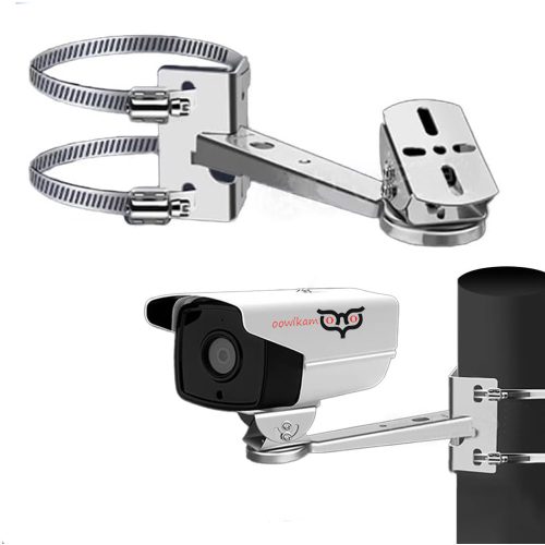 Rozsdamentes acél oszlopra szerelhető kameratartó, állítható csőbilincsekkel (CCTV/IP)