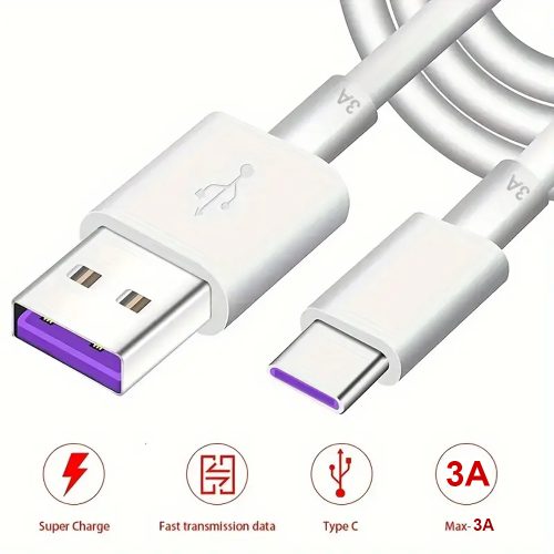 2 méteres 3A Gyors töltő USB Type C Kábel 