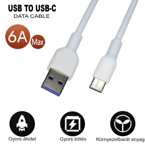 Szupergyors MODEL USB-A - USB-C adatkábel / töltőkábel MAX. 6A- 1M