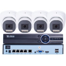   8MP H.265x IP POE NVR 4db-os 4mm Turret Kamerás Biztonsági Rendszer IP66 Vízálló Éjjel Nappal színes látás Hangrögzítés