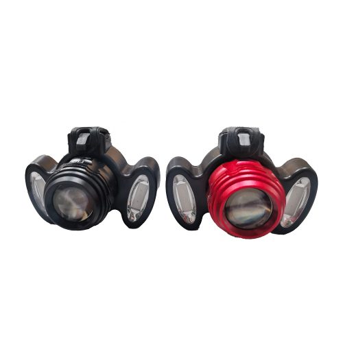 LED + 2 COB LED Fejlámpa kerékpártartóval újratölthető Li-Ion akkumulátor