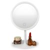 Sminktükör tárolótalppal, hordozható, újratölthető, kozmetikai tükör, 3 színű lámpával és állvánnyal, állítható fényerővel