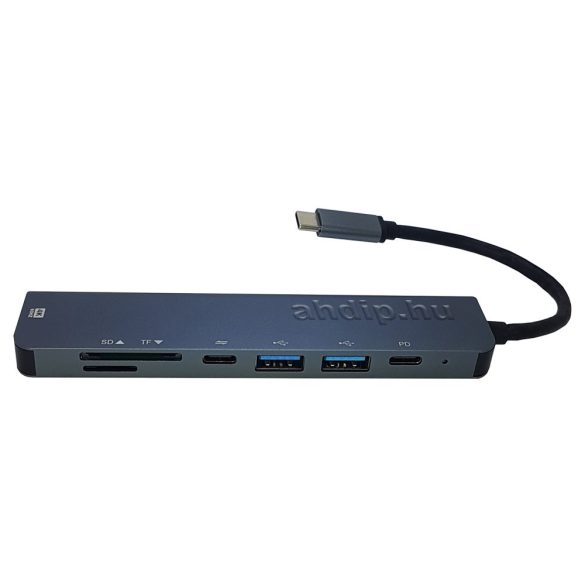USB-C multifunkciós dokkolóállomás  USB-C-ről HDMl+SD/TF+USB x 2+USB-C+PD dokkolásra 