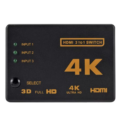 4K HDMI elosztó 3 bemenettel és távirányítóval