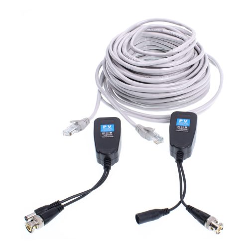 50m-es 5Mp szerelt analog AHD/CVI/TVI biztonsági UTP-kábel + RJ45 UTP-KOAX VIDEO BALUN