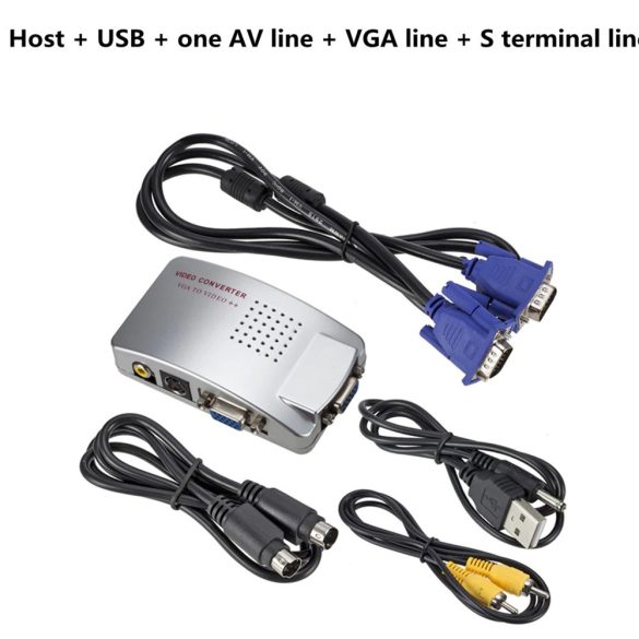 VGA - AV RCA jel kompozit adapter, videó kapcsolódoboz átalakító, PC-TV, AV monitor, laptophoz