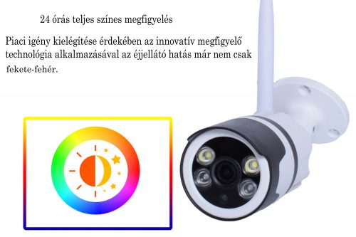 1080P FULL HD 3.6mm Wifi IP kültéri megfigyelő kamera, éjjel színes, vízálló, kétirányú hanggal, P2P protokollal