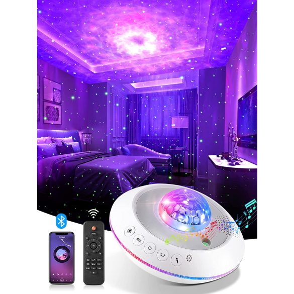 Bluetooth hangszóró, mennyezeti fényprojektor hálószobához, 21 színváltó csillagprojektor 
